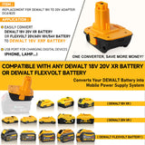 【Fast USB | Replace for De walt 18V to 20V Battery Adapter】 Converter DCA1820 for Dewalt 18V Tools Convert Dewalt 20V Battery DCB203 DCB206 to Dewalt 18V XRP NiCd NiMh Battery DC9098 DC9096 for Phone CaliHutt