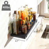 Fixwal Floating Shelves Set of 5, Width 4.7 Inches Black Wall Shelves, Rustic Wood Wall Storage Shelves for Bedroom, Living Room, Kitchen, Bathroom, Home Decor, Laundry Room, Office and Plants (Black) Fixwal