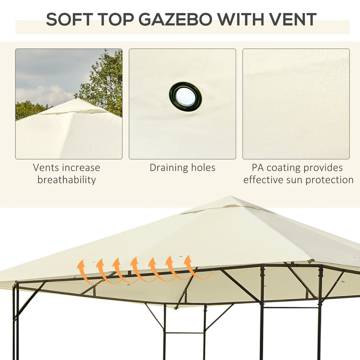 Outsunny 10' x 10' Patio Gazebo, Outdoor Gazebo Modern Canopy Shelter with Vents Roof and Steel Decorative Columns, for Garden, Lawn, Backyard and Deck Outsunny
