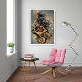 BOHADIY Rose Diamond Painting Kits for Adults, Golden Rose Diamond Art Kits for Adults,Rose Gem Art Kits for Adults for Home Wall Decor 16x12inch Floral BOHADIY