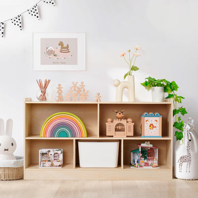 Leeshyah 5-Section Wooden Toy Shelf for Kids, Montessori Shelf Storage with Open Shelving & Customizable Layout | Safe, Sturdy Design for Kids Room, Classroom & Playroom