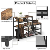 Shoe Rack Bench Shoe Storage Organizer with Seat, 5-Tier Industrial Free Standing Shoe Rack for Entryway, Narrow Shoe Rack Organizer Shelves for High Heels, Entryways, Hallways, Closets,Brown Katrawu