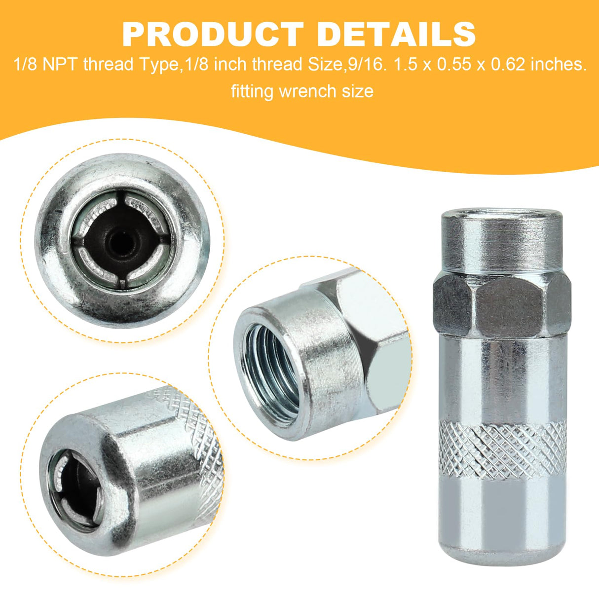 LEDBarz DCGG5701-3 Grease Gun Couplers(3 Pack) for DEWALT Grease Gun.Fits for DEWALT Grease Gun Hose,Pneumatic Grease Gun,Heavy Duty,1/8 Inch NPT,10,000 MAX PSI. LEDBarz