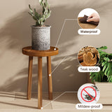 JOLLYMER 11.8" Round 18" Tall Wood Plant Stand | Teak Wood Accent Stool | Accent Table |Side Table JOLLYMER