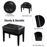 AW Adjustable Height Piano Bench Stool PU Leather Wooden Keyboard Seat with Music Storage Weight Capacity 400lbs Black AW