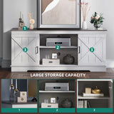 YITAHOME TV Stands for TV up to 65 Inch, Farmhouse Entertainment Center with Double Barn Doors & Storage Cabinets, Rustic TV Cabinet Media Console Table for Living Room, 59 Inches, Grey White/Espresso YITAHOME