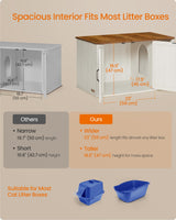 Feandrea Litter Box Enclosure, Modern Cat Litter Box Furniture Hidden, Front Entry, Double Doors, Handles, Cat House, Side End Table, 33.5 x 19 x 19.5 Inches, Honey Brown and Rustic White UPCL012K01 Feandrea