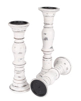 Candle Stands Wooden for Pillar Candles,Rounded Turned Colums, Sustainable Woods, Country Style, Idle for Reiki, Aromatherapy, Votive Candle Garden Home décor - 16,14,12 Inch Set of 3 - White Antique The Wooden Town