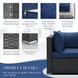 NICESOUL® 13 Pcs Luxury Large Patio Furniture Set with Natural Gas/Propane Fire Pit Table, 29.3" High Back Outdoor Conversation Set, Deep Seating PE Wicker Sectional Sofa Navy NICESOUL