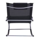 Outsunny Zero Gravity Rocking Chair Outdoor Chaise Lounge Chair Recliner Rocker with Detachable Pillow and Weather-Fighting Fabric for Patio, Deck, Pool, Black Outsunny