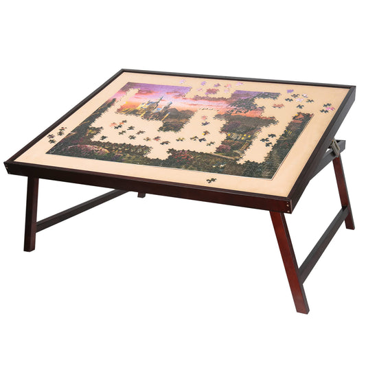 LAVIEVERT 1500 Pieces Wooden Jigsaw Puzzle Table, Adjustable Puzzle Board Puzzle Plateau, Large Portable Tilting Table with Folding Legs & Non-Slip Surface for Adults - WoodArtSupply