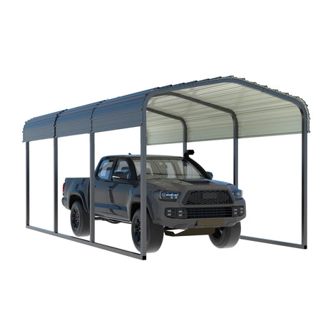 Yardenaler 10x15 FT Heavy Duty Metal Carport, Car Port Canopy with Metal Roof, Garage Car Shelter Shade for Outdoor, Car, Truck, Boat, Gray Yardenaler