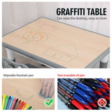 UNICOO Kids Table and Chairs Set, Height Adjustable Toddler Study Table and Chairs, Arts & Crafts Table, Suitable for Ages 2-10, Childrens Activity Table, Preschool Furniture (BY-60-MGY) UNICOO