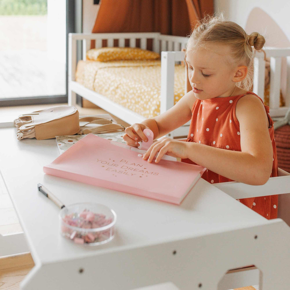 Sweet Home from wood Montessori Wooden Kids Play Table Set, Toddler Table Set or Preschool Learning Table or Chair, Weaning Table, Kids Play Table (White Color Set 1 Table and 2 Chair) Sweet Home from wood