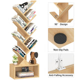 SHEEPAM 9 Tier Tree Bookshelf,Christmas Green Bookcase for Narrow Space, Storage Organizer Floor Standing Bookshelves for Books, Tall Book Case for Home Office, Living Room, Bedroom SHEEPAM