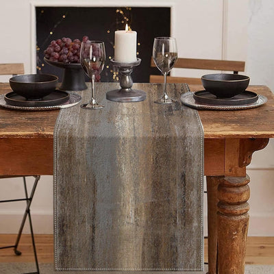 Emvency Farmhouse Table Runner, Abstract Grey and Dark Brown Art Painting for Kitchen Coffee Table Family Dinners Holiday Parties Wedding Events Decor(13x60 inch)