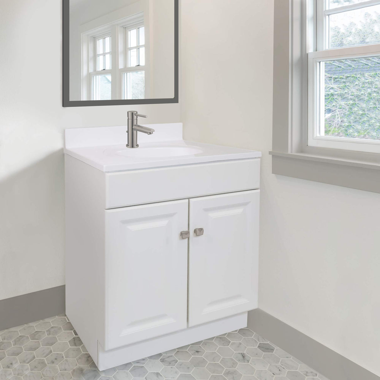 Design House Wyndham 30 Inch Bathroom Vanity, Ready to Assemble, Solid Wood, White, 597146 Design House