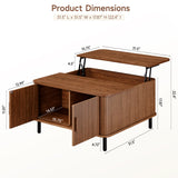 ONBRILL Lift Top Coffee Table with Large Hidden Compartment, Wood Square Coffee Table with Adjustable Footpads, Mid-Century Modern Lift Tabletop Dining Table for Living Room, Home Office, Walnut ONBRILL