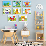 Lonfliness 8PCS Poke-in Craft and Art Kit for Kids Animal Theme No-Mess Fabric Sewing Art Girls Boys 4-12 Puzzle Puncture Painting DIY Jungle Animal Toy Gifts for Creative Activity Game Birthday Party Lonfliness