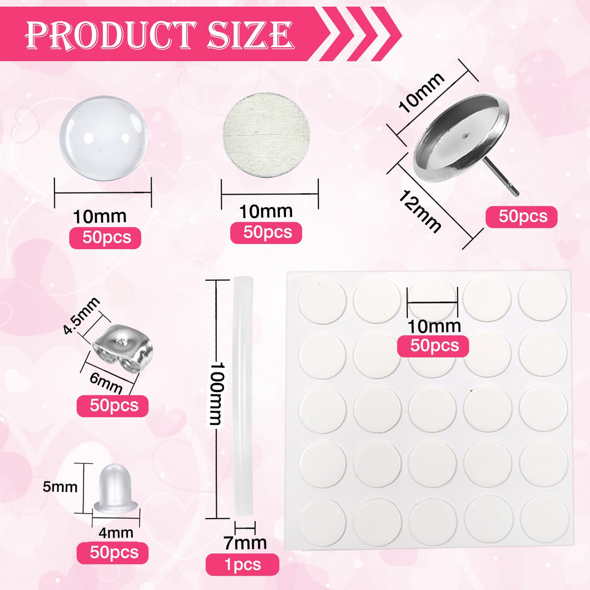 TOAOB 300pcs Sublimation Blanks Stud 10mm Stainless Steel Blank Set with Blanks Bezel Trays Sublimation Blanks Glass Cabochons Setting Earring Backs and Stickers for DIY Jewelry Findings TOAOB THE ONE AND ONLY BABY