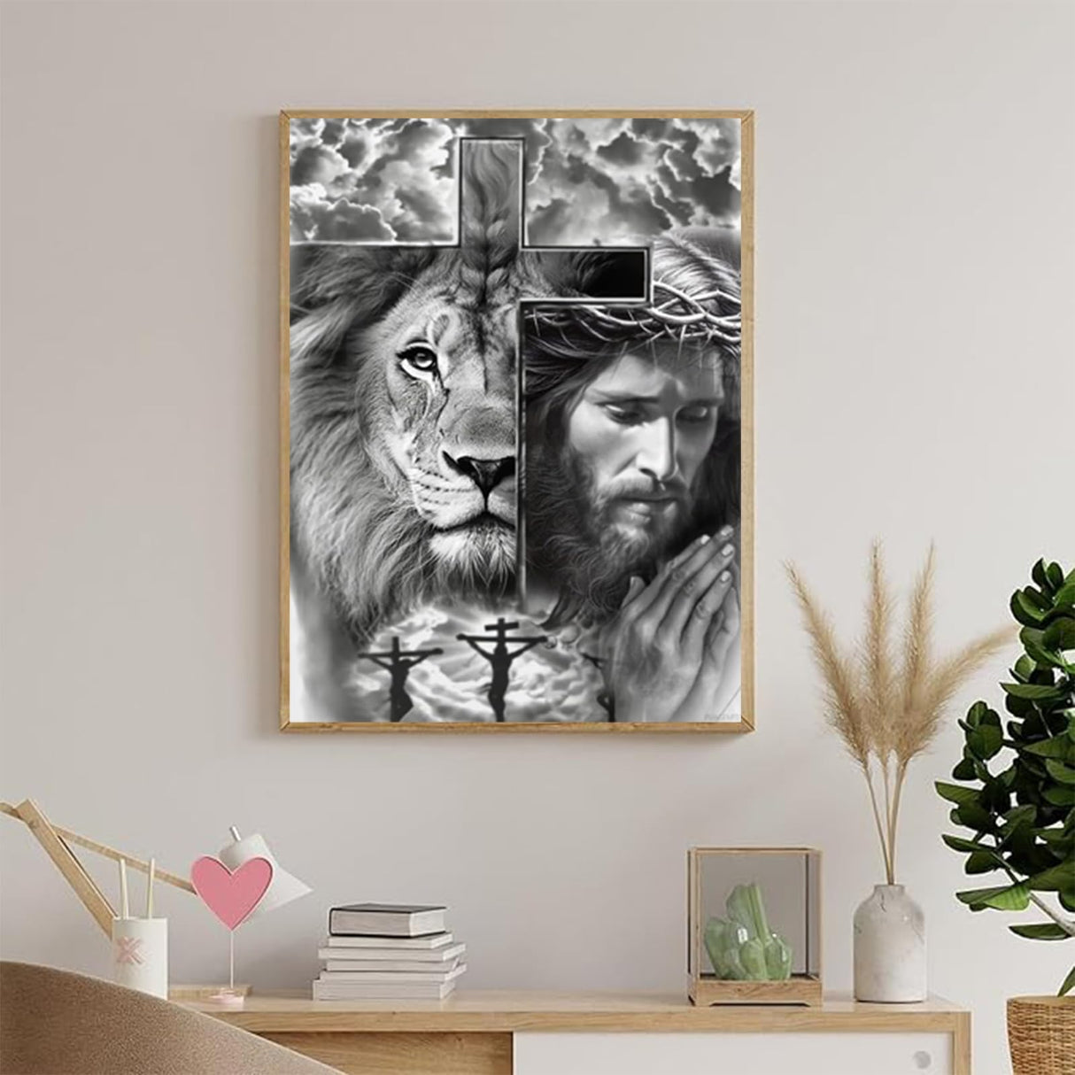 PUAGEMTI Jesus and Lion Jesus Christ Jesus Lion Jesus Christian Jesus Religious 5D Adult Diamond Art,DIY Diamond Art Painting Kits for Decor Canvas 30x40cm PUAGEMTI