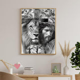 PUAGEMTI Jesus and Lion Jesus Christ Jesus Lion Jesus Christian Jesus Religious 5D Adult Diamond Art,DIY Diamond Art Painting Kits for Decor Canvas 30x40cm PUAGEMTI