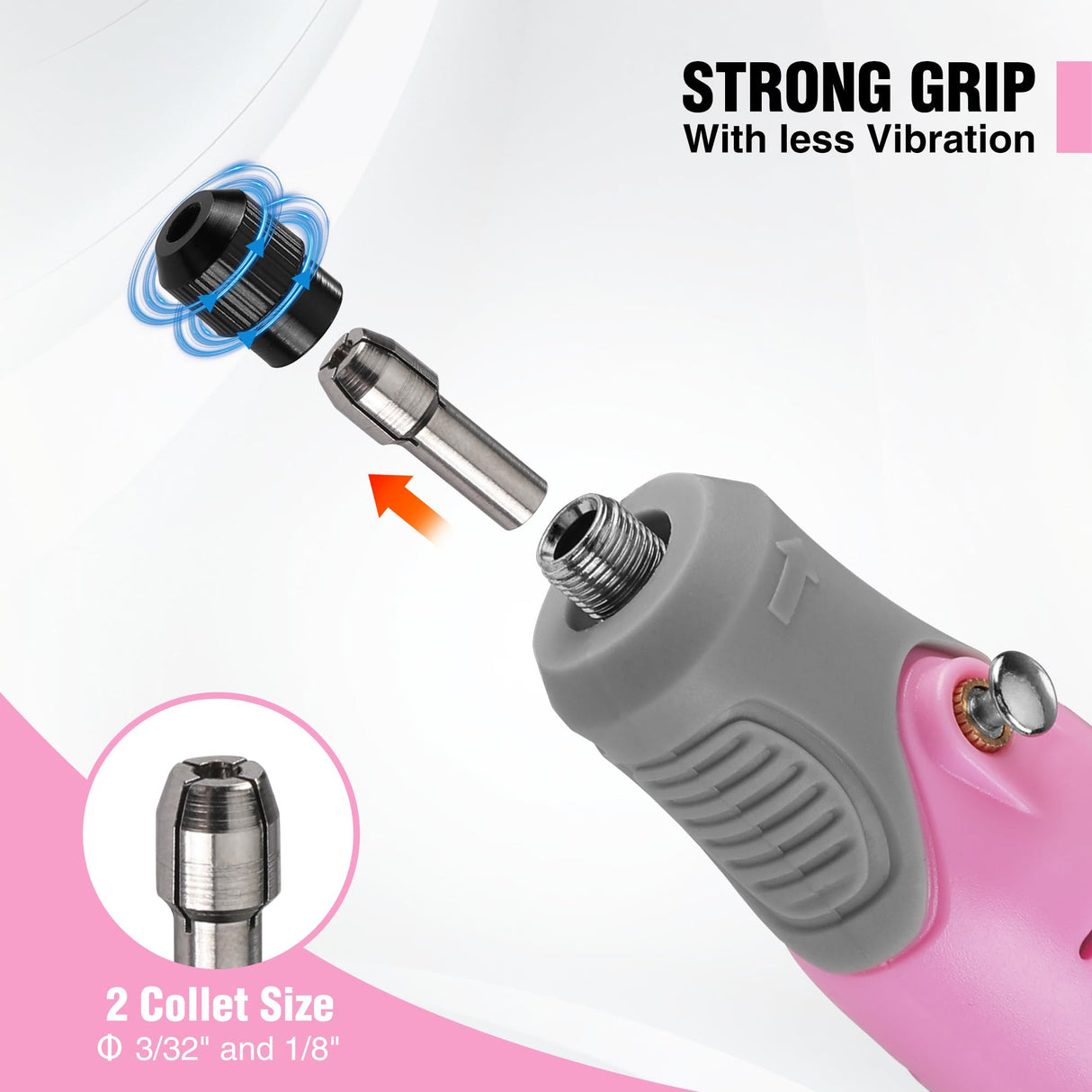 WORKPRO Cordless Rotary Tool Kit with 71pcs Accessories, 3 Variable Speeds, USB Rechargeable Mini Rotary Tool for Engraving, Sanding, Polishing, Carving, Cutting, DIY Crafts - Pink Ribbon WORKPRO