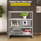 VBENLEM Stainless Steel Shelving 46.8x18.5 Inch 4 Tier Adjustable Shelf Storage Unit Stainless Steel Heavy Duty Shelving for Kitchen Commercial Office Garage Storage 330lb Per Shelf VEVOR