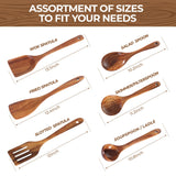 AIUHI Nonstick Natural Wooden Kitchen Utensils Set, Smooth Finish Teak Wood Spoons, Comfort Grip Spatula for Elaborate Cooking 6 PCS AIUHI