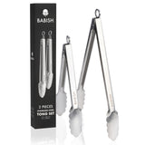 Babish 12” & 9” Locking Kitchen Tong Set, Stainless Steel Babish