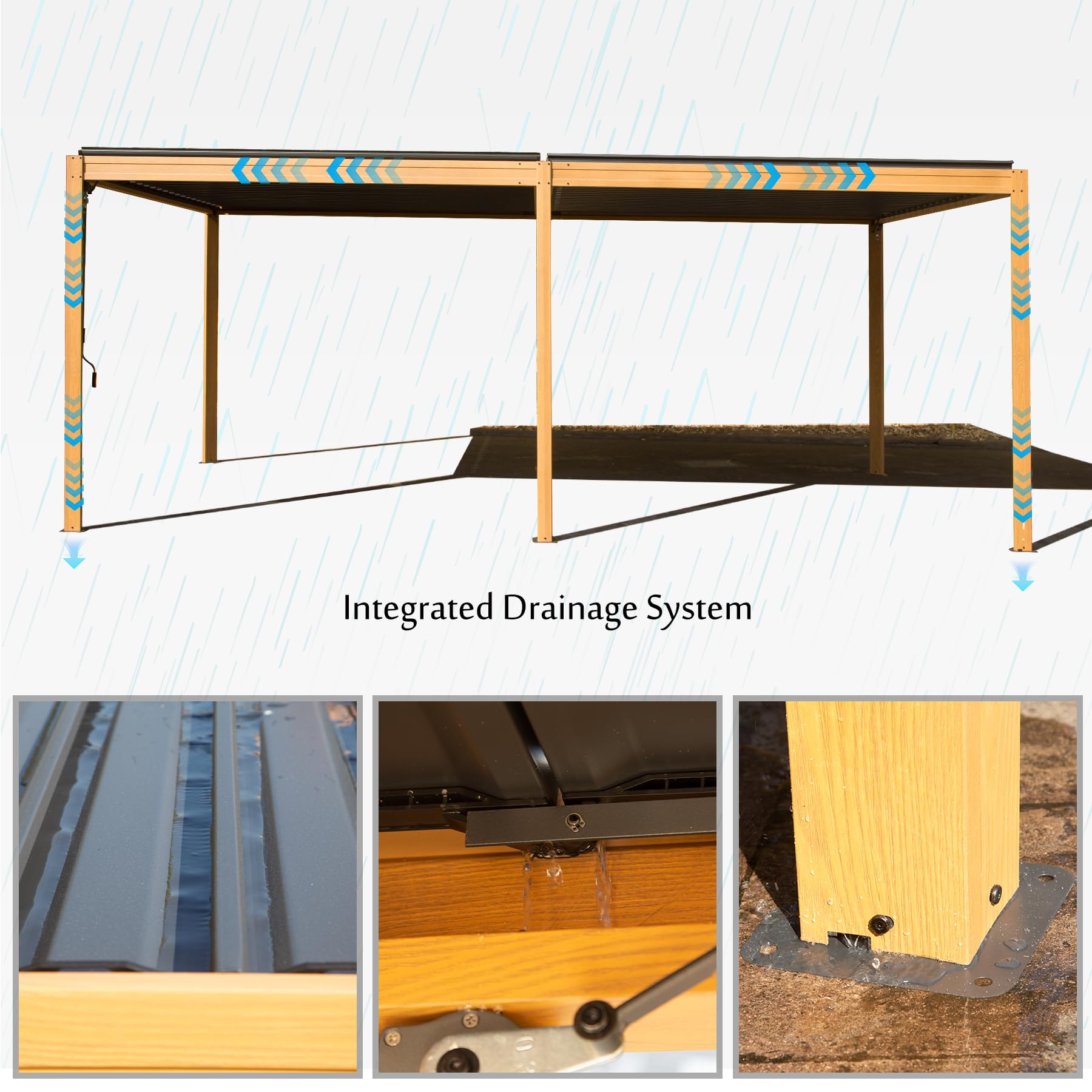 Domi Louvered Pergola 10x20FT - Thumbnail 3