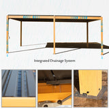 Domi Louvered Pergola 10x20FT, Outdoor Wood Grain Pergola Aluminum Frame with Adjustable Rainproof Metal Roof, Permanent Sun Shade with Drainage domi outdoor living