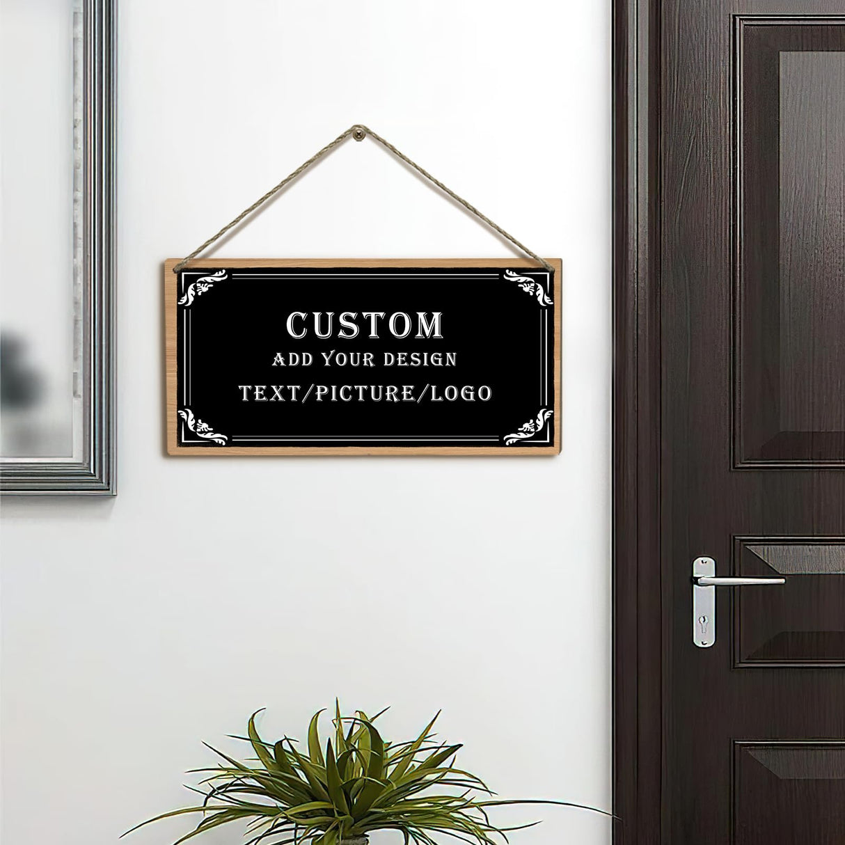Dacawin Custom Sign Personlized Wood Sign for Door Add Your Text Picture Logo to Design Your Personal Signs Customizable Wooden Wall Door Plaque for Home Business Office Decor 6x12 Inch Dacawin