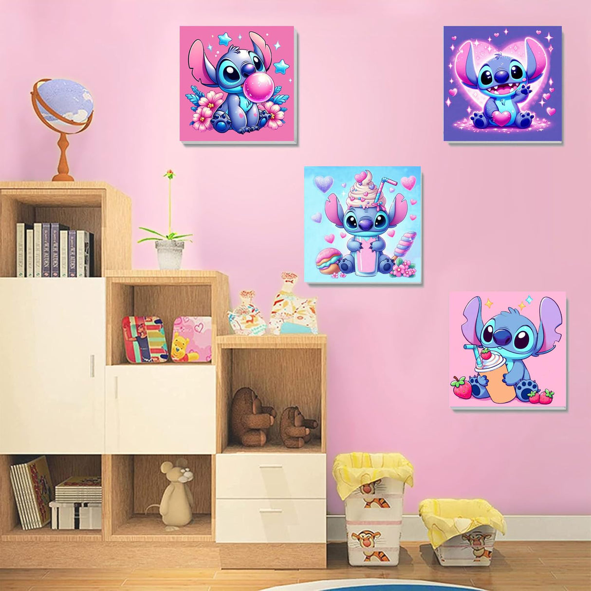 CraftyTime 6 Pack Cartoon Paint by Numbers Kits for Kids with Framed Canvas Paint by Number for Kids Ages 4-8-12, DIY Easy Acrylic Oil Painting Kits for Home Wall Decor (8X8inch) CraftyTime