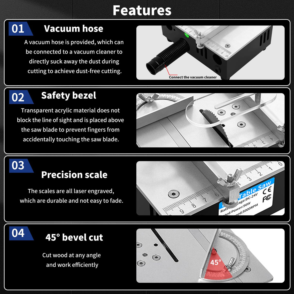 DEWIN Mini Table Saw for Crafts S3 Portable Precision Table Saw,96W mini Desktop Electric Saw 7 Speed Adjustable,DIY Model Crafts Cutting Tool for Wood Plastic Acrylic Cutting DEWIN