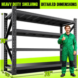 70''W Garage Shelving Heavy Duty 5-Tier Adjustable Storage Shelves Unit,7000 LBS Metal Utility Rack Shelf for Industries, Warehouses, Basement,Black (70''H x 70''W x 24''D) LBVSKK