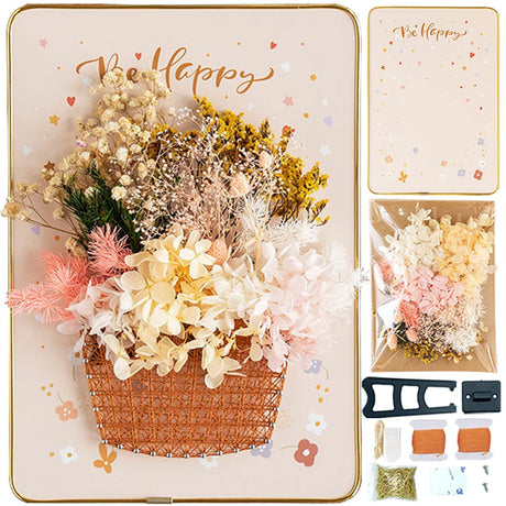 BAZIMA DIY String Art Kit for Beginner,Flowers String Art, DIY Dried Flowers Craft Kit, Unique Gift, Craft Kit for Holidays, Flower Basket BAZIMA ALICE