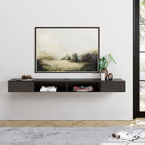 WAMPAT 70 inch Black Floating TV Stand, Entertainement Center Wall Mount for 75 inch TV, Media Console for Under TV with Storage for Living Room WAMPAT