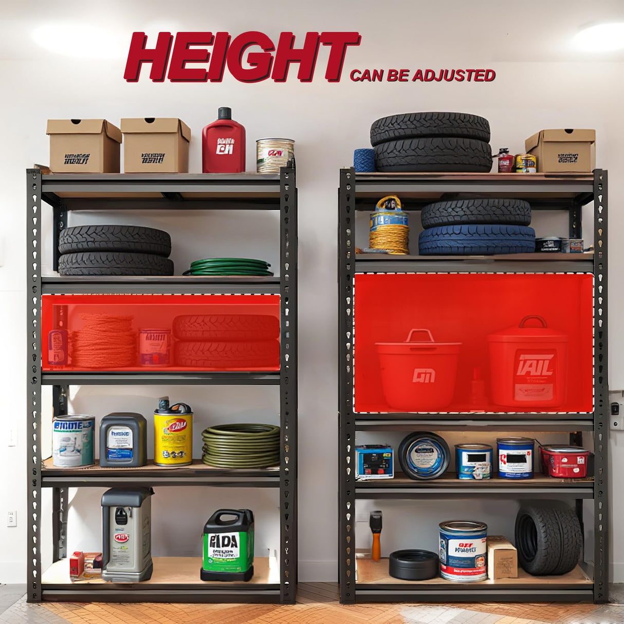 ZEUKMXOO Storage Shelves Garage Shelving Unit Heavy Duty,Metal Racks for Stoage 60 inchs,5 Tier Garage Organization, Adjustable Steel Rack for Closet, Pantry, Warehouse,2000LB ZEUKMXOO