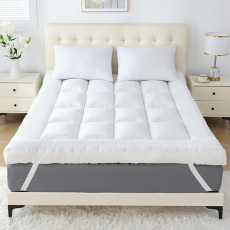 SHOUREN 4 Inch Memory Foam Mattress Topper Full for Back Pain, Extra Soft Pillow Top Mattress Topper, 2000GSM Fluffy Shredded Memory Foam Filled & Thicked Down Alternative-Lined 75x54x4in SHOUREN