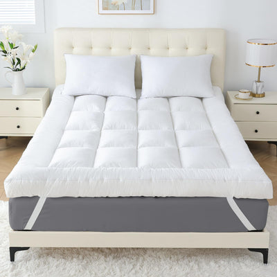 SHOUREN 4 Inch Memory Foam Mattress Topper Full for Back Pain, Extra Soft Pillow Top Mattress Topper, 2000GSM Fluffy Shredded Memory Foam Filled & Thicked Down Alternative-Lined 75x54x4in