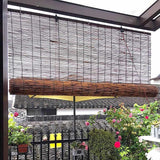 Natural Bamboo Roller Blinds - Cordless Sun Blocking Privacy Shades for Indoor/Outdoor Patio, W 24" - 75" WZLSQLTY