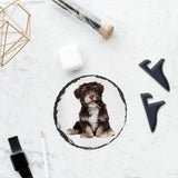 YOUKE OLA 10 Pack Sublimation Slate Blanks with Display Holder, Plaque Rock Stone Customized Picture Memorial Stone Frame, Personalized Photo Gifts for Heat Transfer, 5.9"X5.9" Round YOUKE OLA