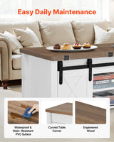 VEVOR 39.4 in Farmhouse Lift Top Coffee Table, Rustic Center Table with Barn Door and Hidden Storage Compartment, Modern Rectangle Lifting Tabletop for Living Room, Office, Home, Easy Assembly, Brown VEVOR