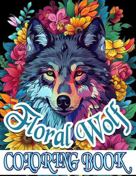 Floral Wolf Coloring Book: 48 Wolfs Among Flowers Illustrations For Stress Relief Majosta