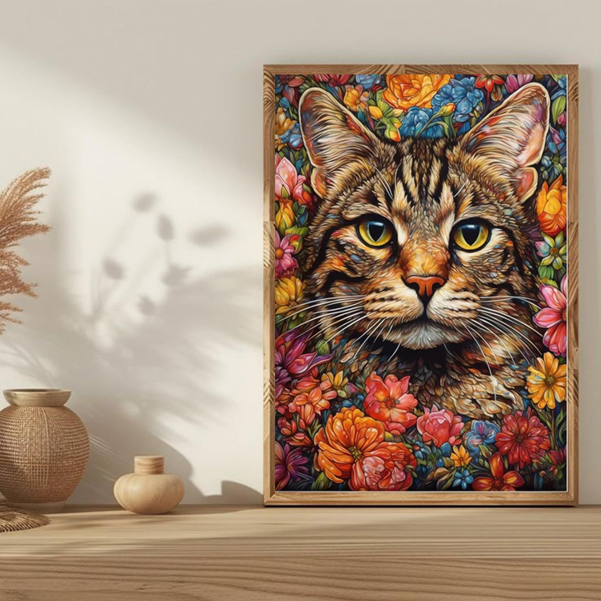 KICHANG Flower Cat Diamond Painting Kits,5D Diamond Painting Diamond Art,Round Full Drill Diamond Art Kits Diamond Dots Crafts for Home Decor Gift-12x16in KICHANG