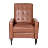 Flash Furniture Erza LeatherSoft Button Tufted Pushback Recliner, Mid-Century Modern Recliner Chair for Residential and Commercial Use, Cognac Brown Flash Furniture