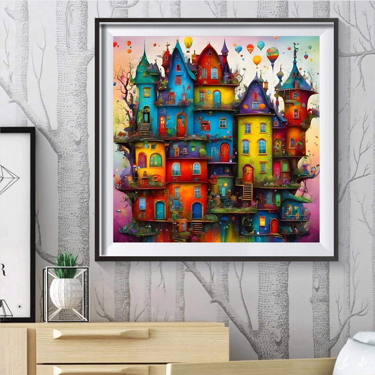 ijbnhd Diamond Painting Kits for Adults - House Diamond Art Kits for Adults, 5D Diamond Painting Dream House, DIY Full Drill Diamond Painting Cartoon Gem Art Crafts 14x14inch ijbnhd