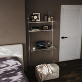 HMYHUM Acrylic Wall Mount Desk, Clear Ladder Desk with Open Shelves, Floating Desk for Laptop, Computer, Study, Writing, Vanity Table, Modern, 36" L x 19.7" W x 69.99" H HMYHUM