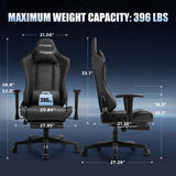 GTRACING Gaming Chair with Footrest, Racing Style Computer Chair for Adult, Adjustable Reclining Backrest and Lumbar Support, Stylish High Back Chair for Gaming and Office (Black) GTRACING